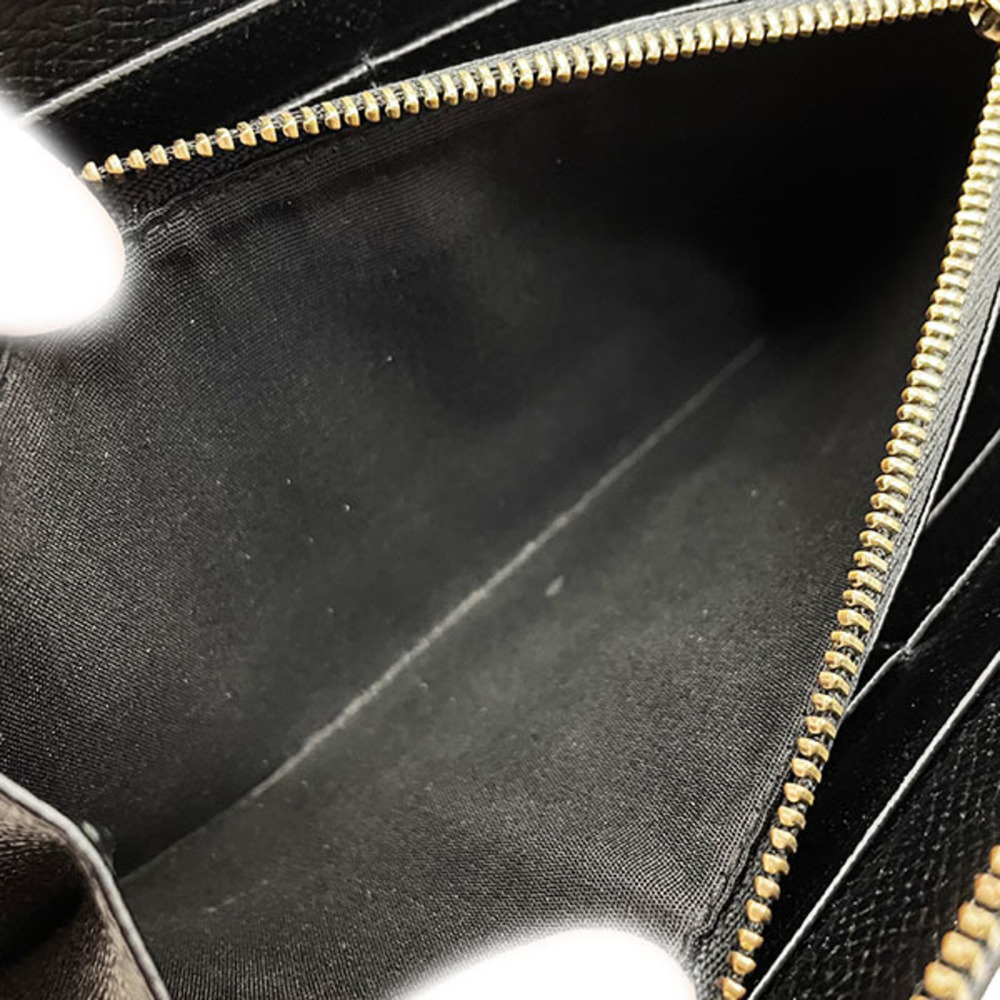SALVATORE FERRAGAMO Long Wallet Gancini Round Calf Leather Black 22 O016 Icon Do - Picture 8 of 10